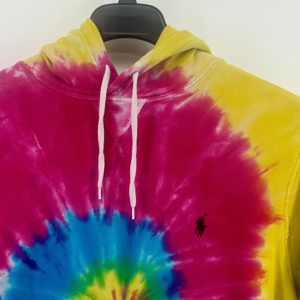 Polo Ralph Lauren Hoodie Mens Medium Tie Dye Regular Fit Pony Logo Fleece Cotton
